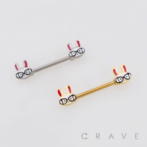 NERDY BUNNY 316L SURGICAL STEEL NIPPLE RING